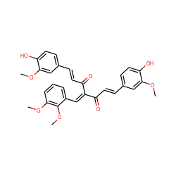 COc1cc(/C=C/C(=O)C(=Cc2cccc(OC)c2OC)C(=O)/C=C/c2ccc(O)c(OC)c2)ccc1O ZINC000072110171