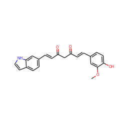 COc1cc(/C=C/C(=O)CC(=O)/C=C/c2ccc3cc[nH]c3c2)ccc1O ZINC000146725423