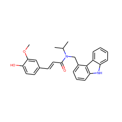 COc1cc(/C=C/C(=O)N(Cc2cccc3[nH]c4ccccc4c23)C(C)C)ccc1O ZINC000653708438