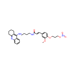 COc1cc(/C=C/C(=O)NCCCCNc2c3c(nc4ccccc24)CCCC3)ccc1OCCCO[N+](=O)[O-] ZINC000095556530