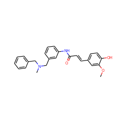 COc1cc(/C=C/C(=O)Nc2cccc(CN(C)Cc3ccccc3)c2)ccc1O ZINC001772588882