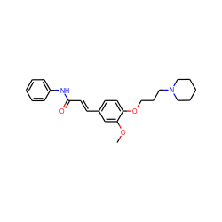 COc1cc(/C=C/C(=O)Nc2ccccc2)ccc1OCCCN1CCCCC1 ZINC001772572349
