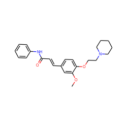 COc1cc(/C=C/C(=O)Nc2ccccc2)ccc1OCCN1CCCCC1 ZINC001772619974