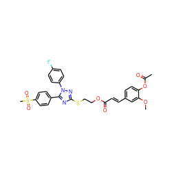 COc1cc(/C=C/C(=O)OCCSc2nc(-c3ccc(S(C)(=O)=O)cc3)n(-c3ccc(F)cc3)n2)ccc1OC(C)=O ZINC000653794511