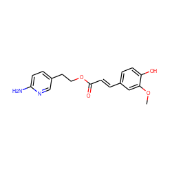 COc1cc(/C=C/C(=O)OCCc2ccc(N)nc2)ccc1O ZINC000653887165