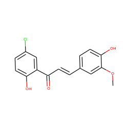 COc1cc(/C=C/C(=O)c2cc(Cl)ccc2O)ccc1O ZINC000004252506