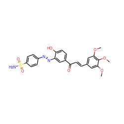 COc1cc(/C=C/C(=O)c2ccc(O)c(/N=N/c3ccc(S(N)(=O)=O)cc3)c2)cc(OC)c1OC ZINC001772569984