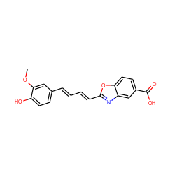 COc1cc(/C=C/C=C/c2nc3cc(C(=O)O)ccc3o2)ccc1O ZINC000027212335