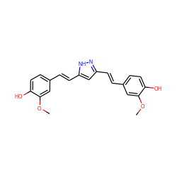 COc1cc(/C=C/c2cc(/C=C/c3ccc(O)c(OC)c3)[nH]n2)ccc1O ZINC000019816066