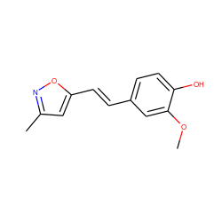 COc1cc(/C=C/c2cc(C)no2)ccc1O ZINC000013819991