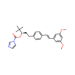 COc1cc(/C=C/c2ccc(CC[C@@H](OC(=O)n3ccnc3)C(C)(C)C)cc2)cc(OC)c1 ZINC000299823168