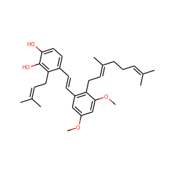 COc1cc(/C=C/c2ccc(O)c(O)c2CC=C(C)C)c(C/C=C(\C)CCC=C(C)C)c(OC)c1 ZINC000653751823