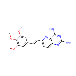 COc1cc(/C=C/c2ccc3nc(N)nc(N)c3n2)cc(OC)c1OC ZINC001772626957