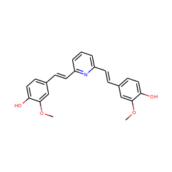 COc1cc(/C=C/c2cccc(/C=C/c3ccc(O)c(OC)c3)n2)ccc1O ZINC000028949000