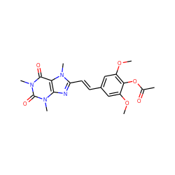 COc1cc(/C=C/c2nc3c(c(=O)n(C)c(=O)n3C)n2C)cc(OC)c1OC(C)=O ZINC000013826974