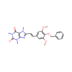 COc1cc(/C=C/c2nc3c(c(=O)n(C)c(=O)n3C)n2C)cc(OC)c1OCc1ccccc1 ZINC000013826975