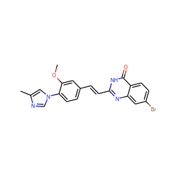 COc1cc(/C=C/c2nc3cc(Br)ccc3c(=O)[nH]2)ccc1-n1cnc(C)c1 ZINC000066252803