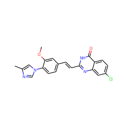 COc1cc(/C=C/c2nc3cc(Cl)ccc3c(=O)[nH]2)ccc1-n1cnc(C)c1 ZINC000066251333