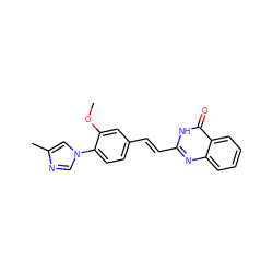 COc1cc(/C=C/c2nc3ccccc3c(=O)[nH]2)ccc1-n1cnc(C)c1 ZINC000066251127