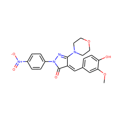 COc1cc(/C=C2/C(=O)N(c3ccc([N+](=O)[O-])cc3)N=C2N2CCOCC2)ccc1O ZINC000031829108