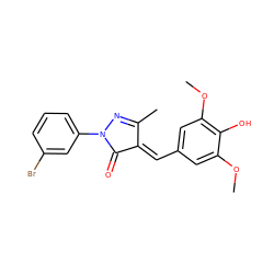 COc1cc(/C=C2/C(=O)N(c3cccc(Br)c3)N=C2C)cc(OC)c1O ZINC000100540983