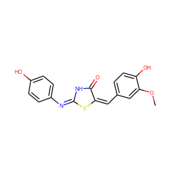 COc1cc(/C=C2/S/C(=N/c3ccc(O)cc3)NC2=O)ccc1O ZINC000018084887