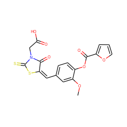COc1cc(/C=C2/SC(=S)N(CC(=O)O)C2=O)ccc1OC(=O)c1ccco1 ZINC000009296617