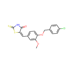 COc1cc(/C=C2/SC(=S)NC2=O)ccc1OCc1ccc(Cl)cc1 ZINC000015011580