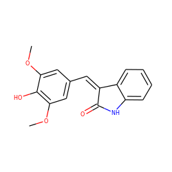 COc1cc(/C=C2\C(=O)Nc3ccccc32)cc(OC)c1O ZINC000033418514