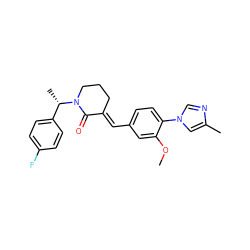 COc1cc(/C=C2\CCCN([C@@H](C)c3ccc(F)cc3)C2=O)ccc1-n1cnc(C)c1 ZINC000034997331