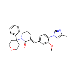 COc1cc(/C=C2\CCCN(C3(c4ccccc4)CCOCC3)C2=O)ccc1-n1cnc(C)c1 ZINC000073200387