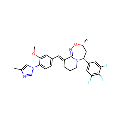 COc1cc(/C=C2\CCCN3C2=NO[C@H](C)C[C@@H]3c2cc(F)c(F)c(F)c2)ccc1-n1cnc(C)c1 ZINC000095597395
