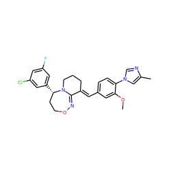 COc1cc(/C=C2\CCCN3C2=NOCC[C@@H]3c2cc(F)cc(Cl)c2)ccc1-n1cnc(C)c1 ZINC000095595846