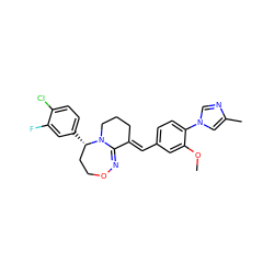 COc1cc(/C=C2\CCCN3C2=NOCC[C@@H]3c2ccc(Cl)c(F)c2)ccc1-n1cnc(C)c1 ZINC000095596536