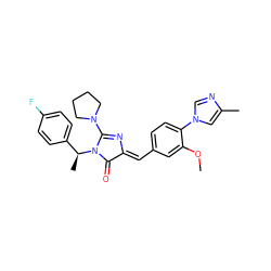COc1cc(/C=C2\N=C(N3CCCC3)N([C@@H](C)c3ccc(F)cc3)C2=O)ccc1-n1cnc(C)c1 ZINC000058581408
