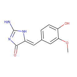 COc1cc(/C=C2\NC(N)=NC2=O)ccc1O ZINC000014676739