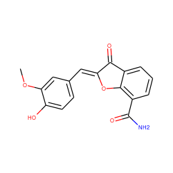 COc1cc(/C=C2\Oc3c(C(N)=O)cccc3C2=O)ccc1O ZINC000169348800