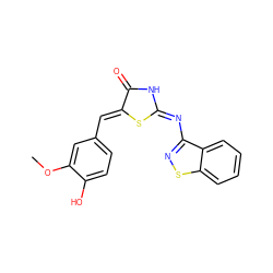 COc1cc(/C=C2\S/C(=N\c3nsc4ccccc34)NC2=O)ccc1O ZINC000029060230