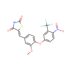 COc1cc(/C=C2\SC(=O)NC2=O)ccc1Oc1ccc([N+](=O)[O-])c(C(F)(F)F)c1 ZINC000066079534