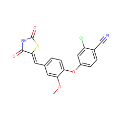 COc1cc(/C=C2\SC(=O)NC2=O)ccc1Oc1ccc(C#N)c(Cl)c1 ZINC000066156884