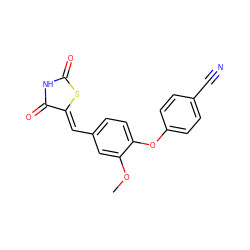 COc1cc(/C=C2\SC(=O)NC2=O)ccc1Oc1ccc(C#N)cc1 ZINC000066077935