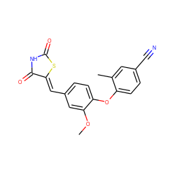 COc1cc(/C=C2\SC(=O)NC2=O)ccc1Oc1ccc(C#N)cc1C ZINC000066077931