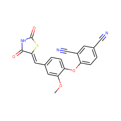 COc1cc(/C=C2\SC(=O)NC2=O)ccc1Oc1ccc(C#N)cc1C#N ZINC000066066269