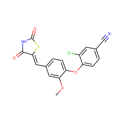 COc1cc(/C=C2\SC(=O)NC2=O)ccc1Oc1ccc(C#N)cc1Cl ZINC000066076486