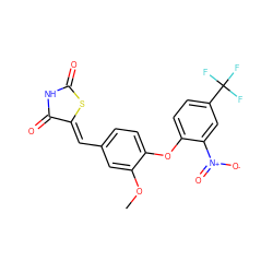 COc1cc(/C=C2\SC(=O)NC2=O)ccc1Oc1ccc(C(F)(F)F)cc1[N+](=O)[O-] ZINC000066074470