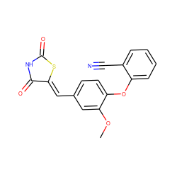 COc1cc(/C=C2\SC(=O)NC2=O)ccc1Oc1ccccc1C#N ZINC000066075263