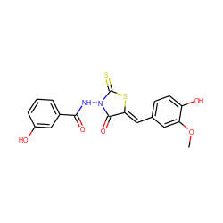 COc1cc(/C=C2\SC(=S)N(NC(=O)c3cccc(O)c3)C2=O)ccc1O ZINC000013687145