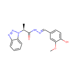 COc1cc(/C=N/NC(=O)[C@H](C)n2nnc3ccccc32)ccc1O ZINC000000368634