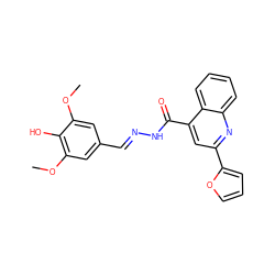 COc1cc(/C=N/NC(=O)c2cc(-c3ccco3)nc3ccccc23)cc(OC)c1O ZINC000002636403