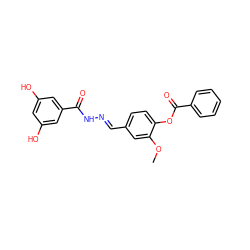 COc1cc(/C=N/NC(=O)c2cc(O)cc(O)c2)ccc1OC(=O)c1ccccc1 ZINC000015933642